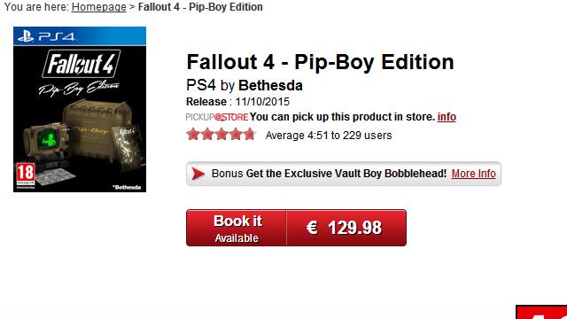 Fallout 4 Pip Boy Edition Goes On Sale At GameStop Italy