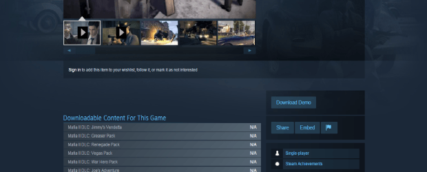Mafia II and Related DLC is No Longer Available on Steam