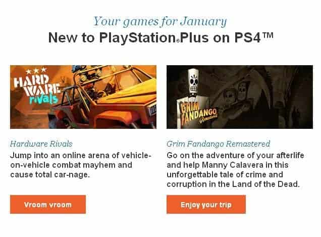Playstation Plus Titles for the Month of January Include Grim Fandango and Hardware Rivals