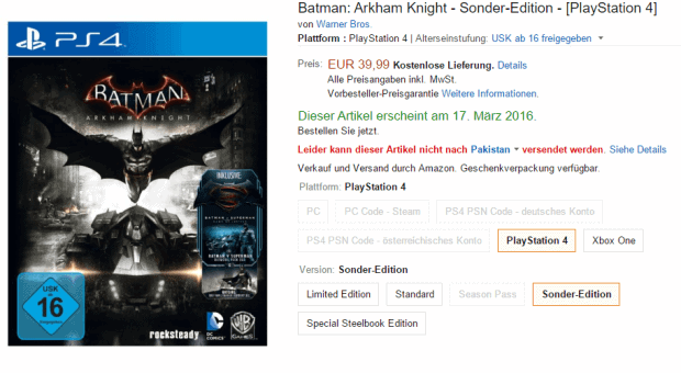 Batman Arkham Knight Special Edition Coming in March, Batman vs Superman DLC Included