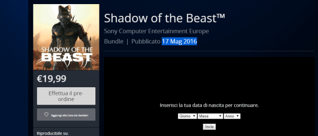 Shadow of the Beast Release Set for May 17 on PS4