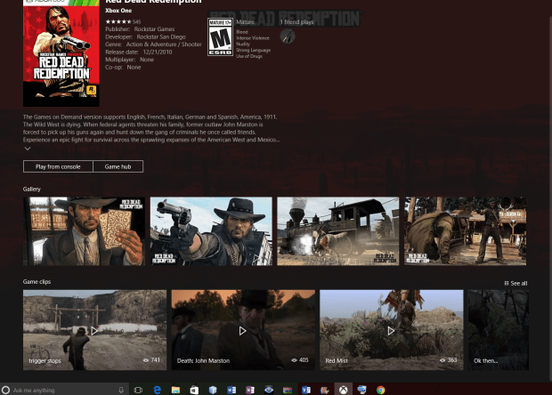 Xbox App Shows Red Dead Redemption as Backward Compatible