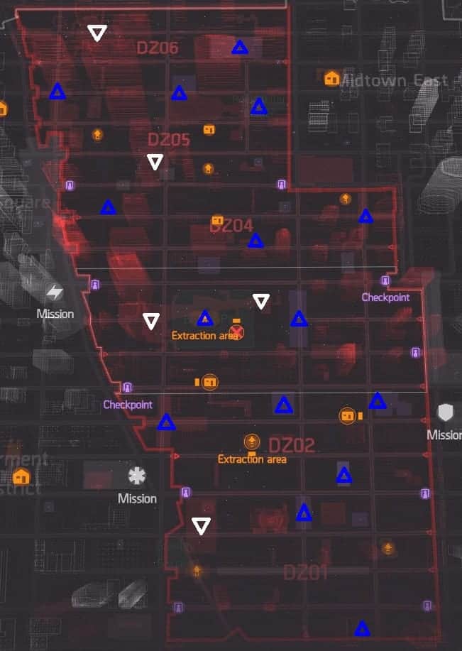 The Division Named Bosses and Named Dark Zone Enemies Locations Map