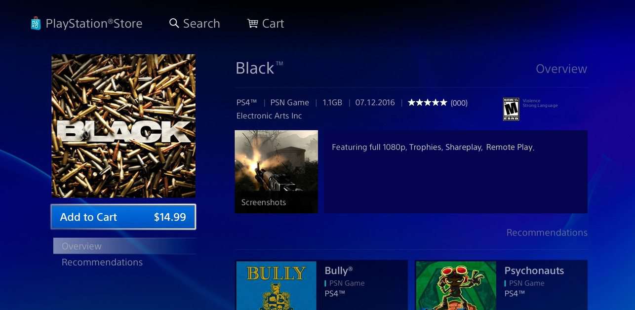 Black is Available on PlayStation 4