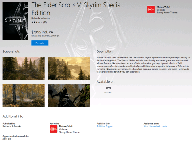 The Elder Scrolls V Skyrim Special Edition File Size Revealed