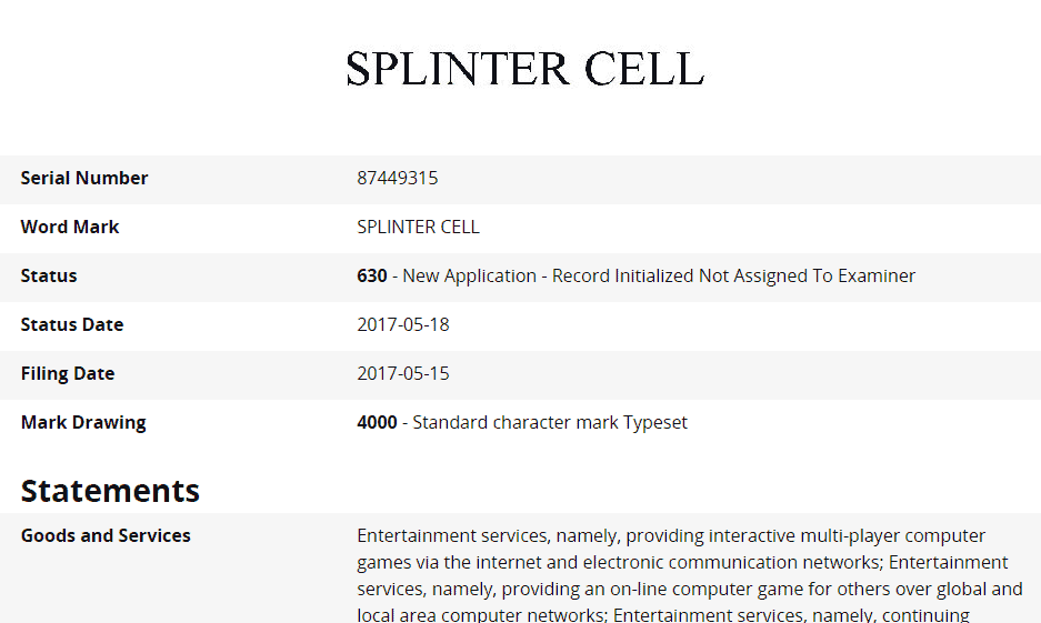 Ubisoft Files New Trademark Application for Splinter Cell, Game in Development?