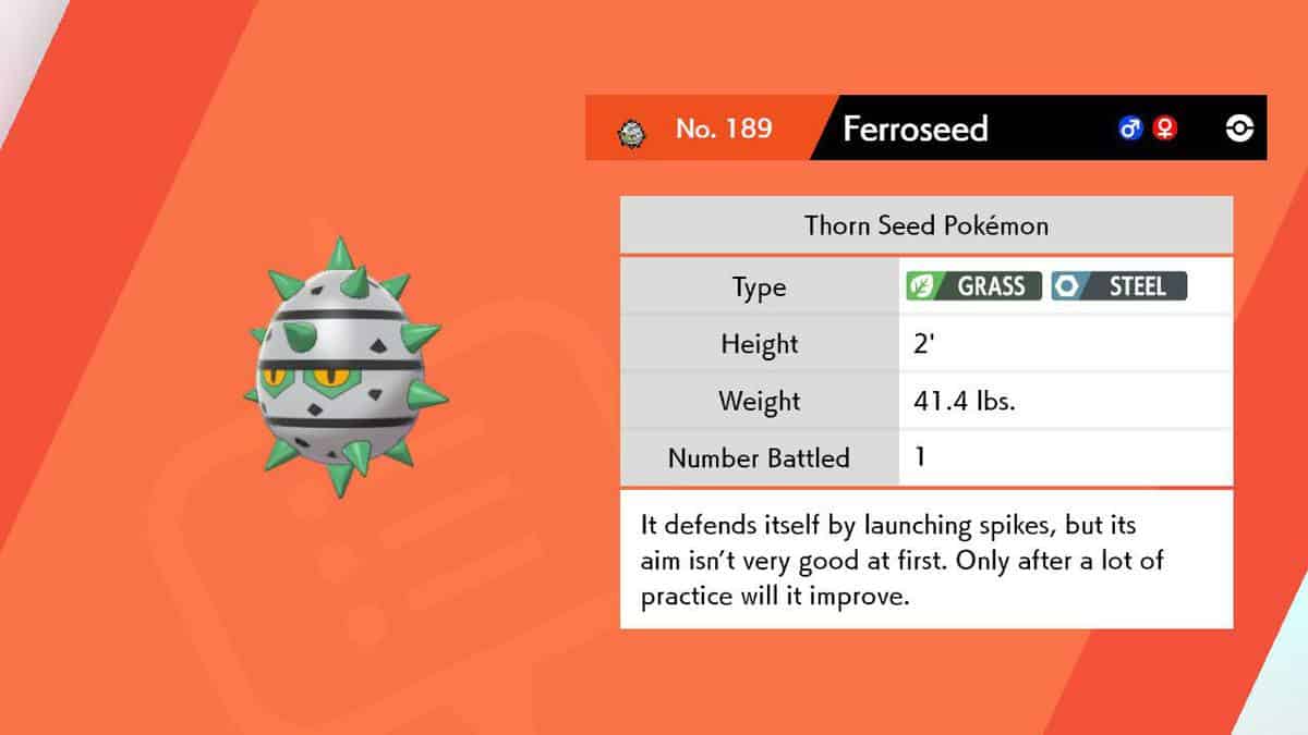 Pokemon Sword and Shield Ferroseed Locations, How to Catch and Evolve