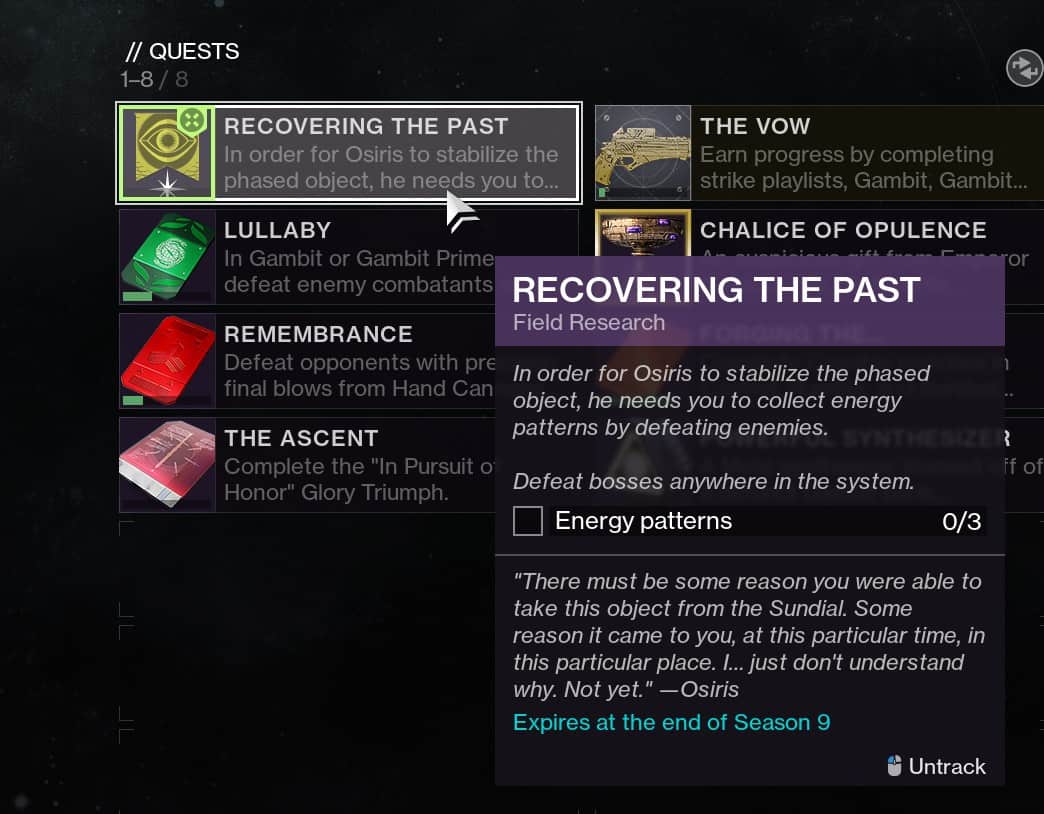 Destiny 2 Recovering the Past