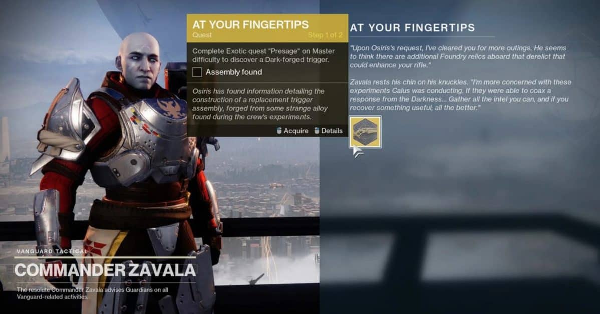 Destiny 2 At Your Fingertips Exotic Quest