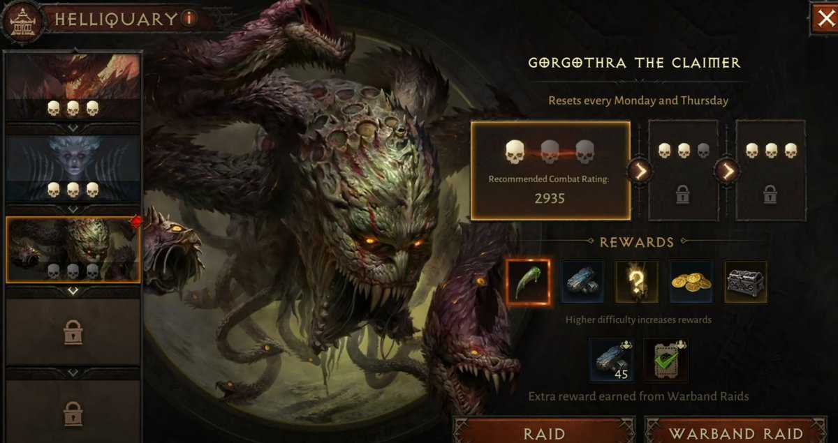 Diablo Immortal Gorgothra the Claimer Helliquary Raid Guide