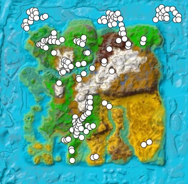 Ark Ragnarok Crystal Locations map