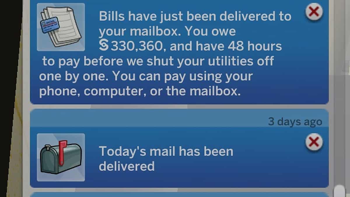 The Sims 4 Bills
