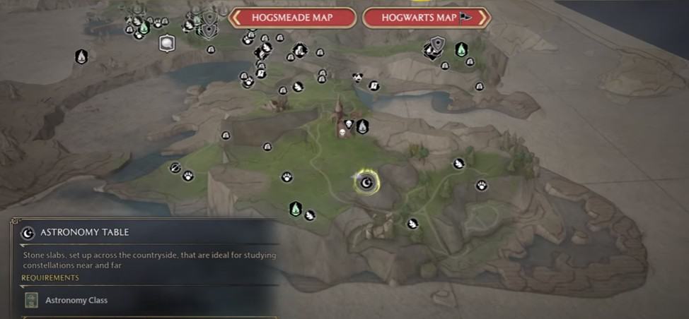 Hogwarts Legacy Astronomy Tables Locations