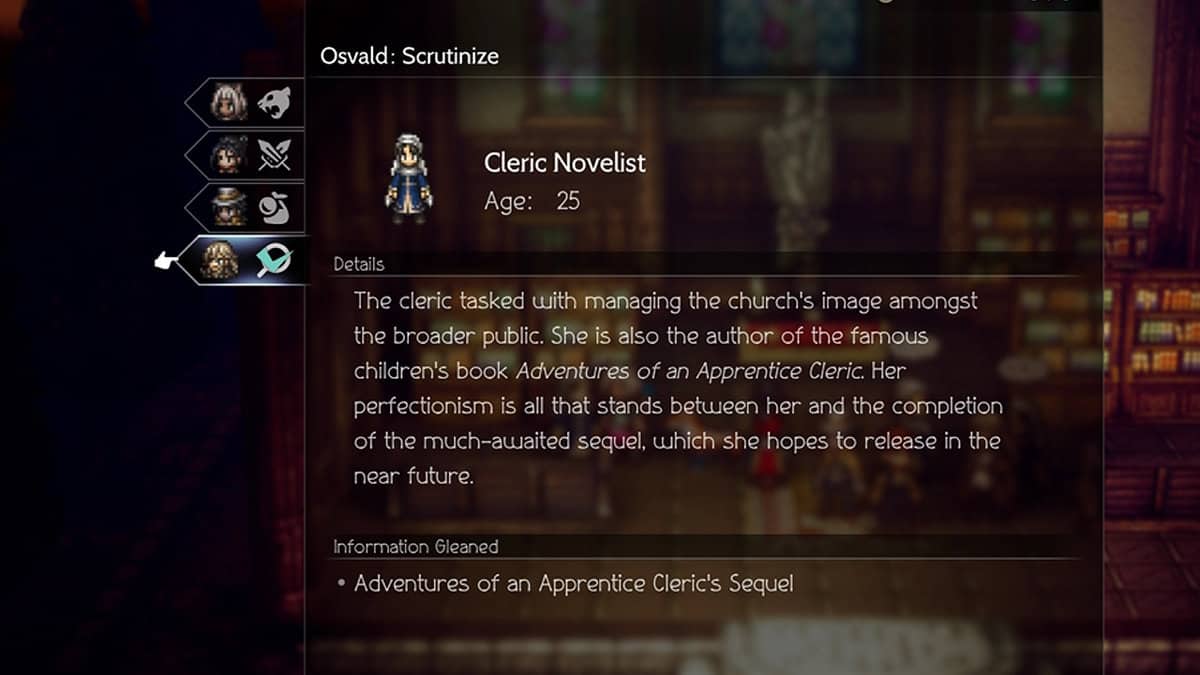 Where To Find The Cleric Novelist In Octopath Traveler 2