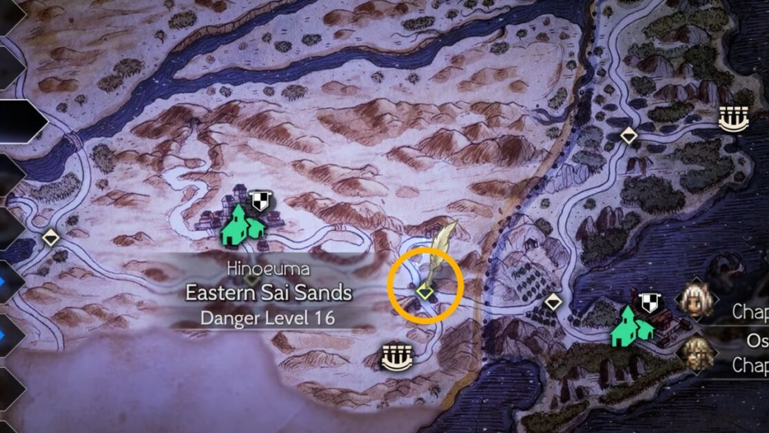 Hikari's EX Skill altar location map in Octopath 2