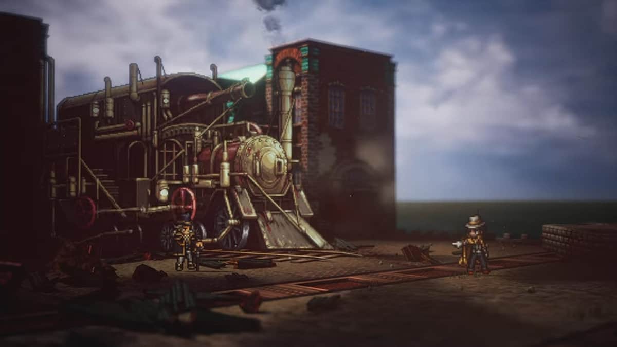 Steam Tank Obsidian boss fight in Octopath Traveler 2