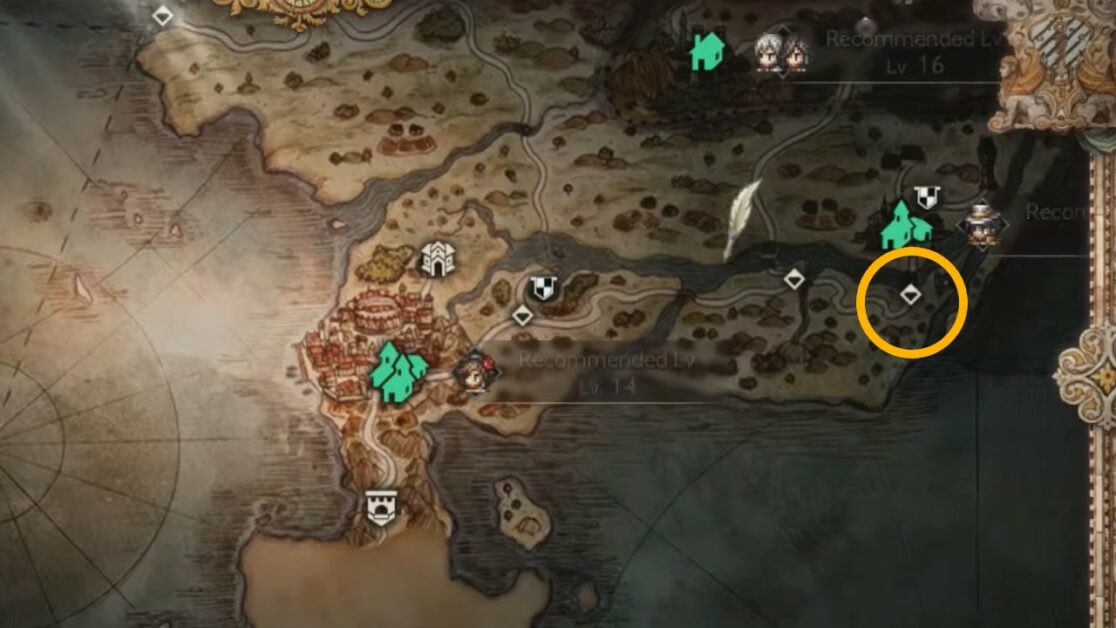 Throne's EX Skill altar map location in Octopath 2