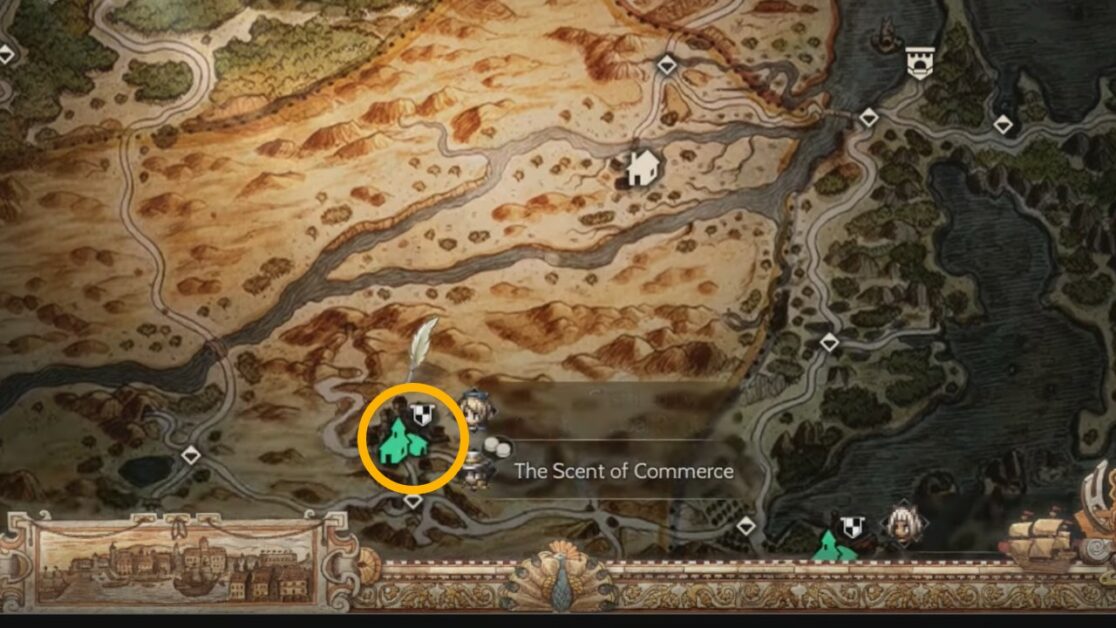 Warrior guild map location in Octopath 2