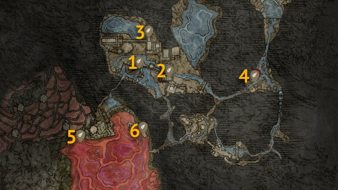 Ainsel River Somber Smithing Stone 7 map locations in Elden Ring