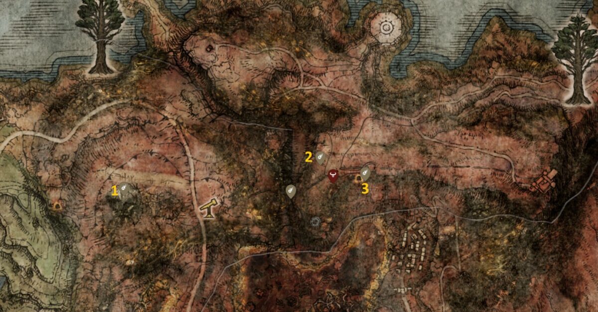 Sellia Crystal Tunnel and nearby areas Smithing Stones 5 location in Elden Ring