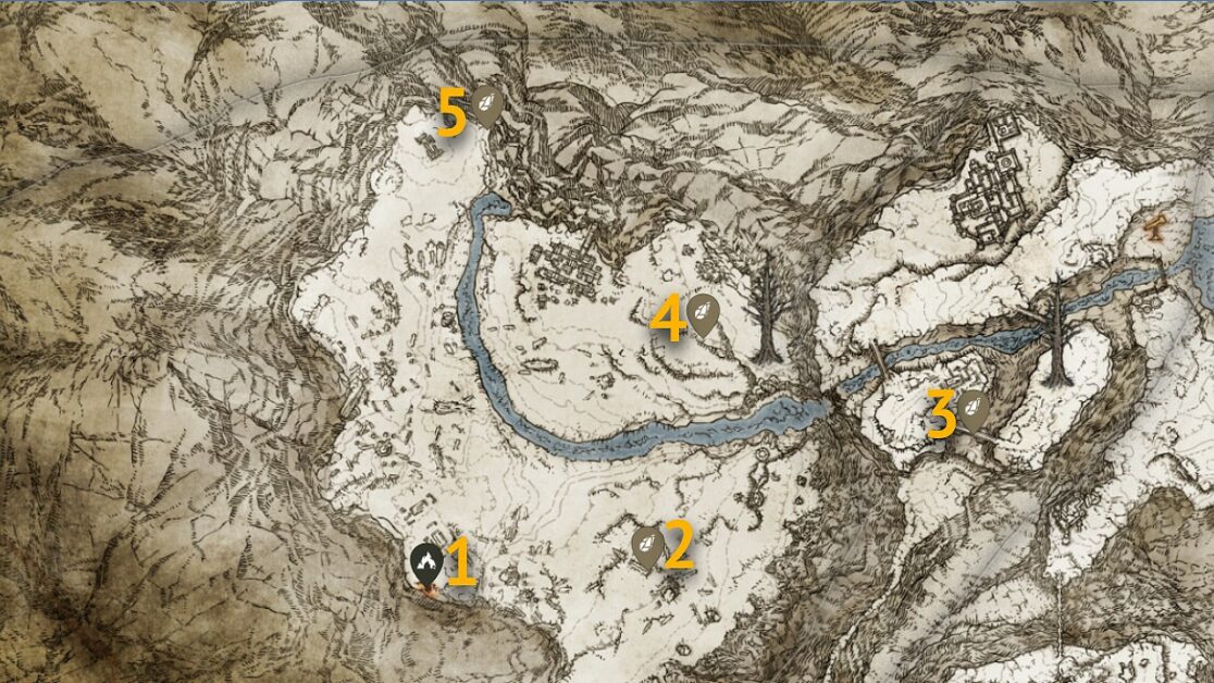 Mountaintops of the Giants Somber Smithing Stone 9 map locations in Elden Ring