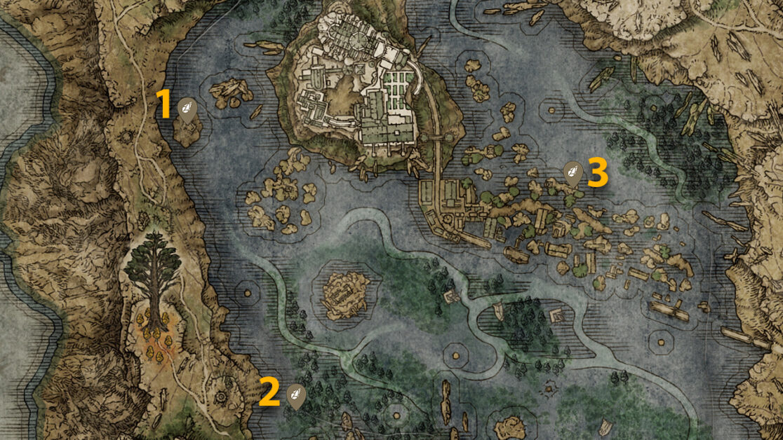 The Lake Somber Smithing Stone 2 Scarab map locations in Elden Ring
