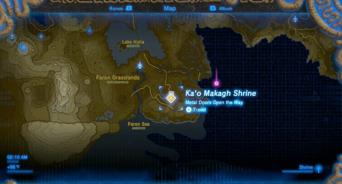 Kao Makagh Shrine location in Zelda BOTW