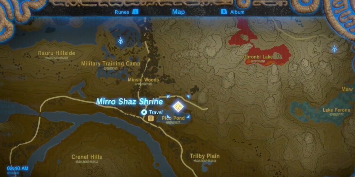 Mirro Shaz Shrine location in Zelda BOTW