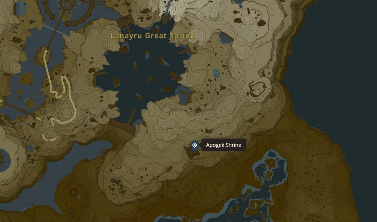 Apogek Shrine location in Zelda TotK