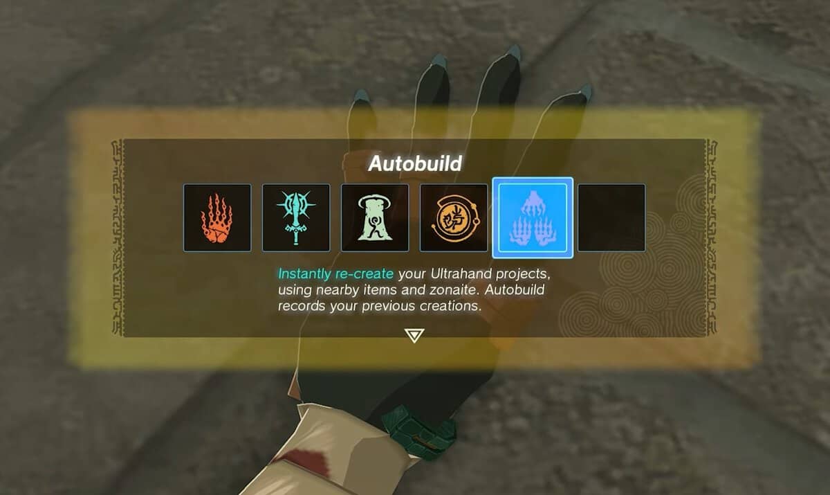 Autobuild Ability Zelda Tears of the Kingdom