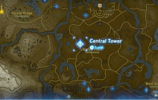 Central Tower location in Breath of the Wild