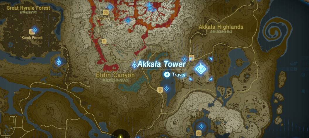 Akkala Tower location in Breath of the Wild