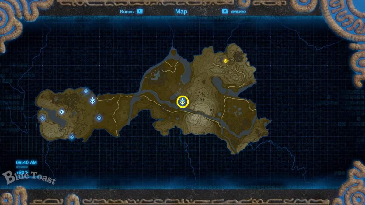Dueling Peaks Tower location in Breath of the Wild
