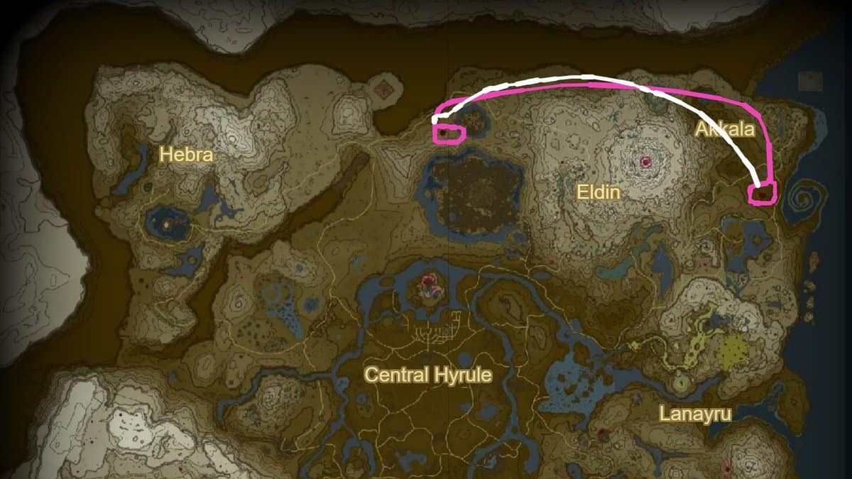 Dinraal, the Fire Dragon location in Zelda TotK