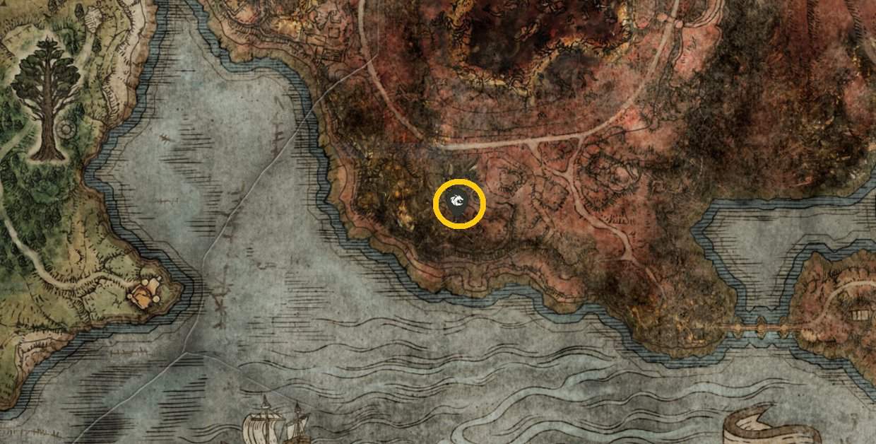 Cathedral of Dragon Communion map location in Elden Ring