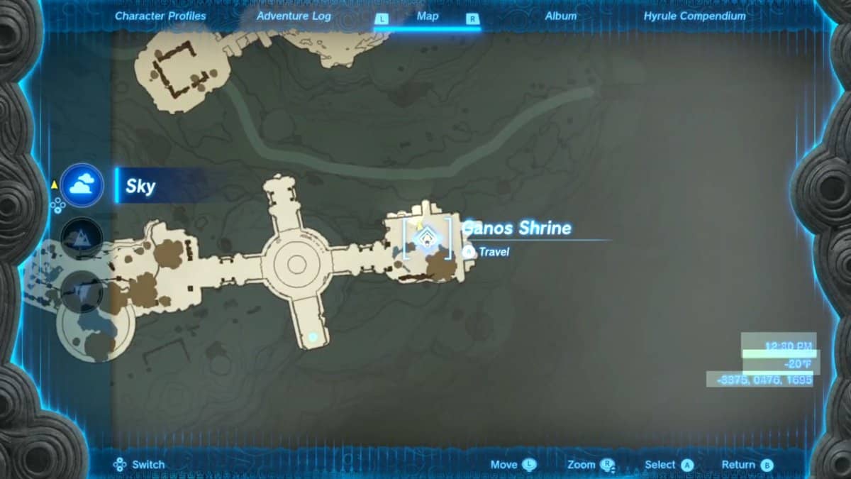 Ganos Shrine location in Zelda TotK