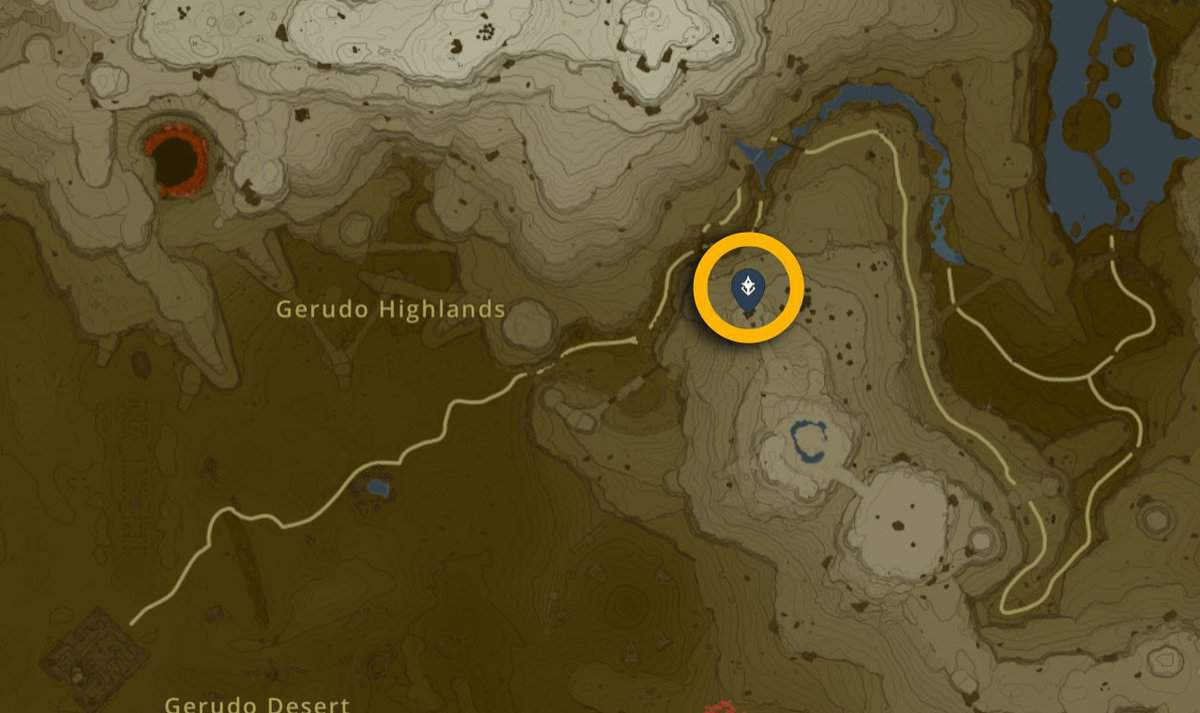 Gerudo Highlands Skyview Tower map location in Tears of the Kingdom