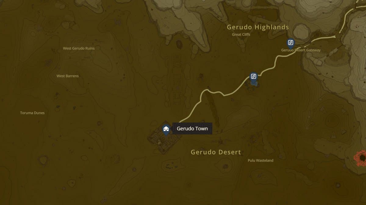 Gerudo Town location in Zelda TotK