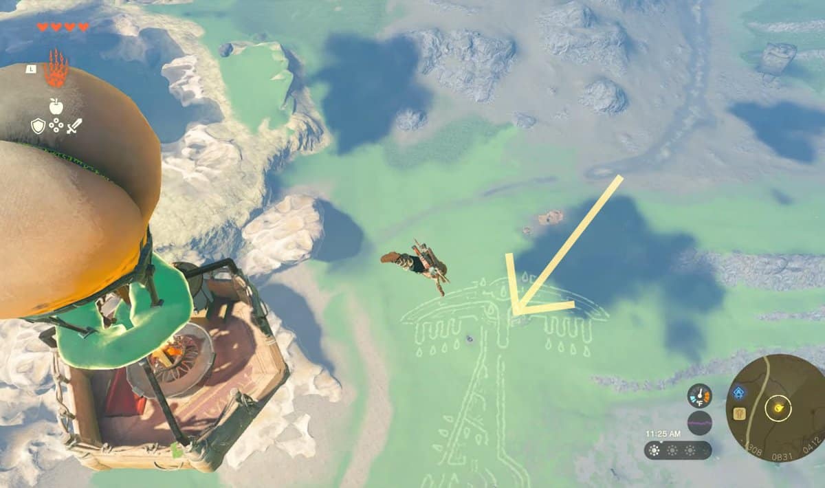 Glide to the upper side of Geoglyph in Zelda TotK