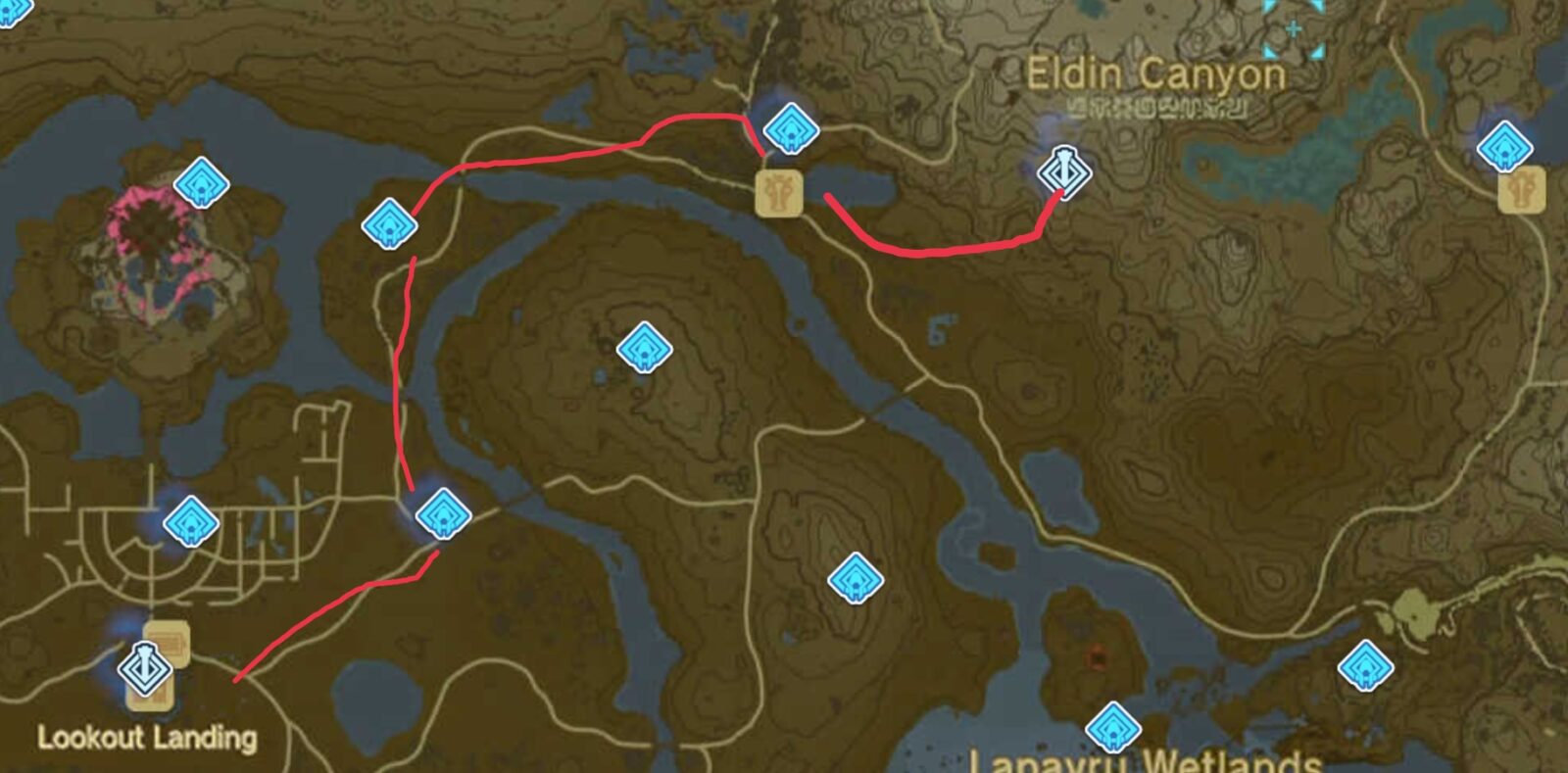 Goron City route in Zelda TotK
