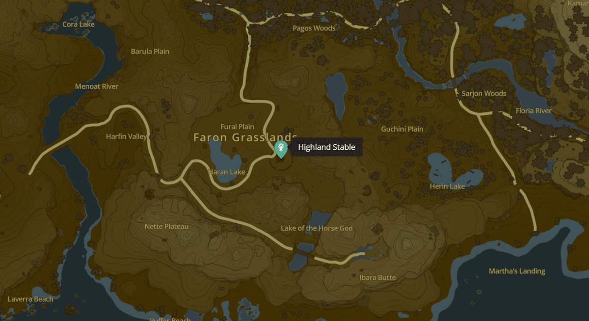 Highland Stable location in Zelda TotK
