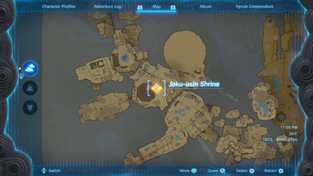 Joku-usin Shrine location in Zelda TotK