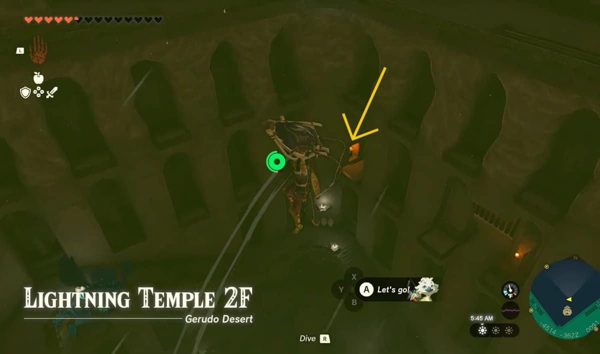 Lightning Temple 2F passage with fire in Zelda TotK
