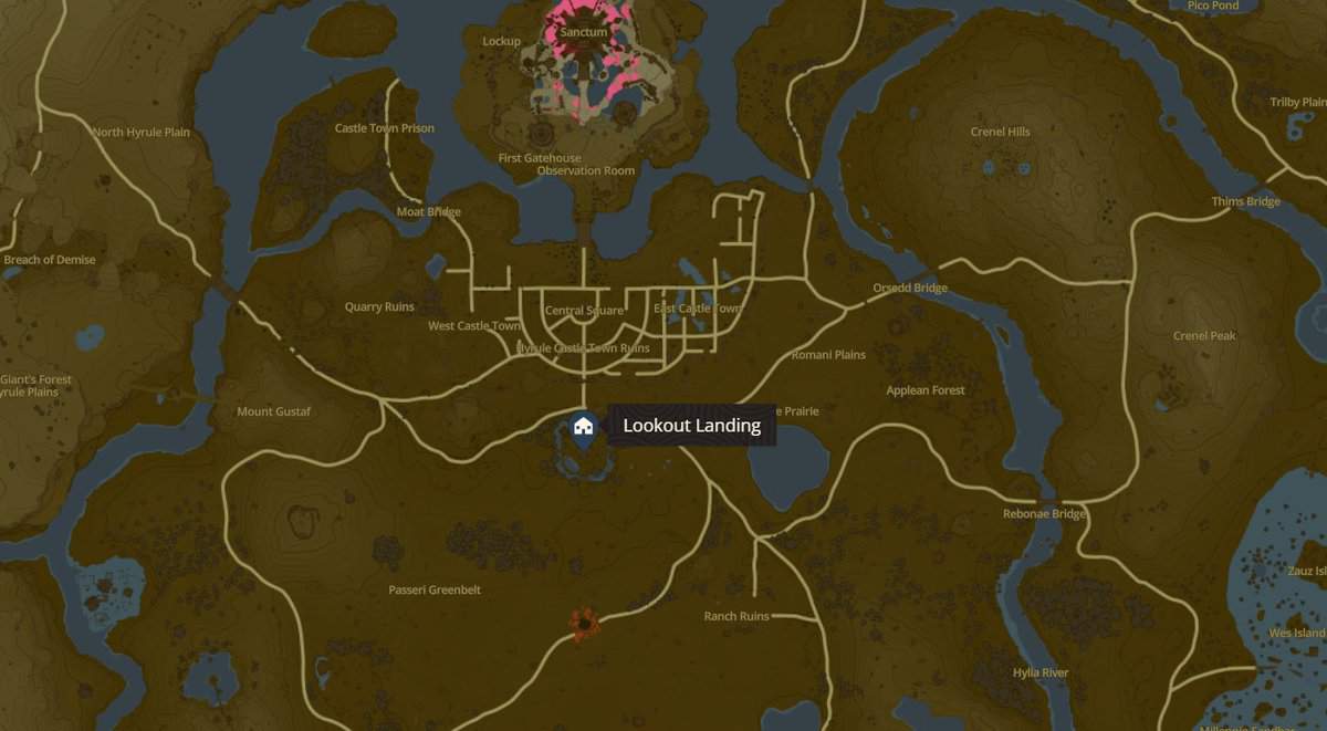 Lookout Landing location in Zelda TotK