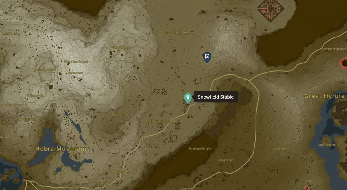 Snowfield Stable location in Zelda TotK