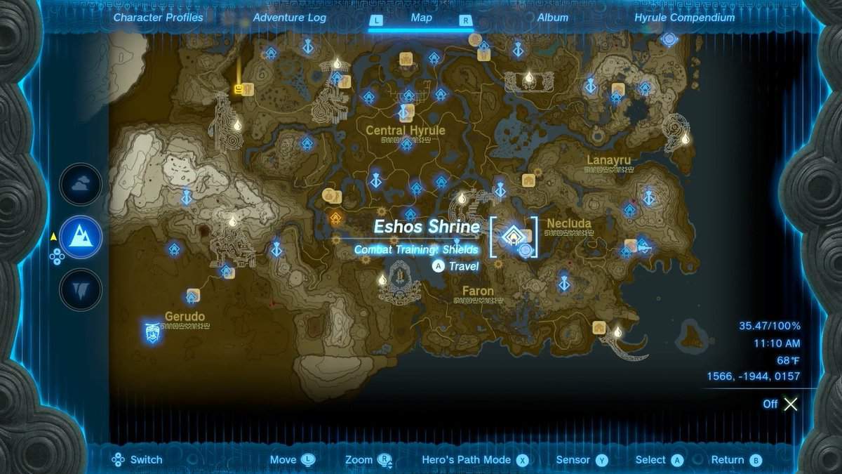 Eshos Shrine map location in Tears of the Kingdom