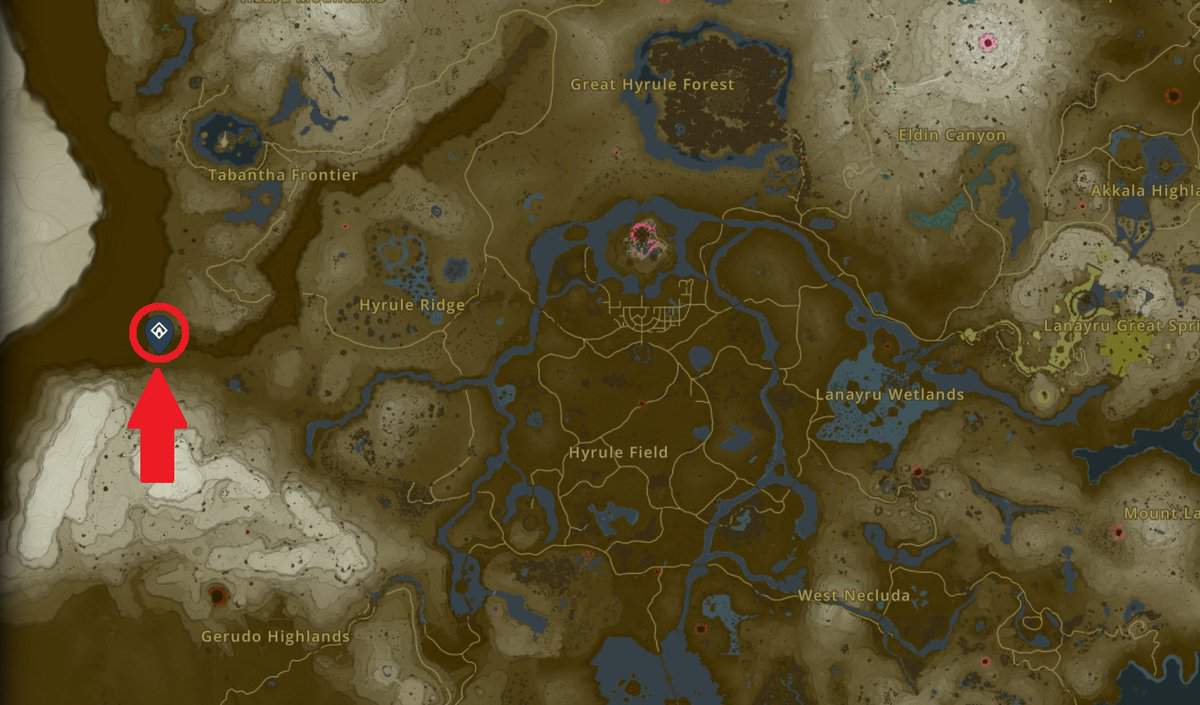 Gasas Shrine map location in Tears of the Kingdom