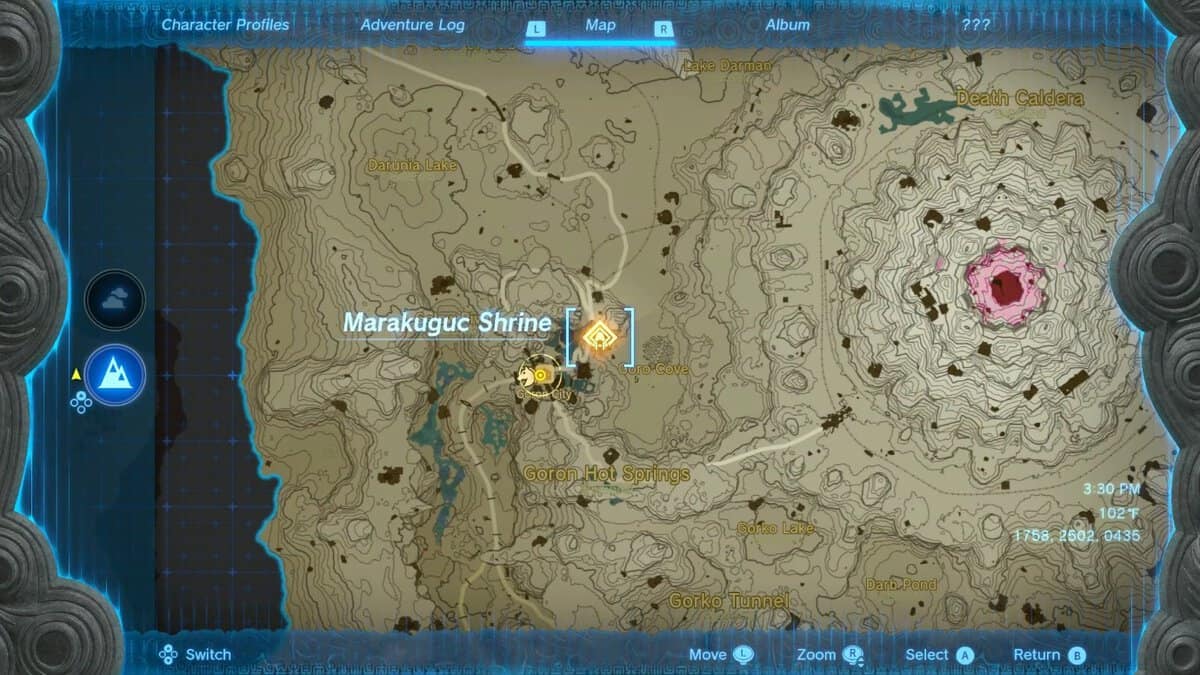 Marakuguc Shrine map location in Tears of the Kingdom