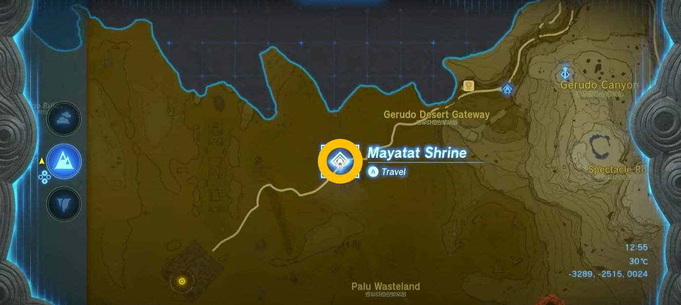 Mayatat Shrine map location in Tears of the Kingdom