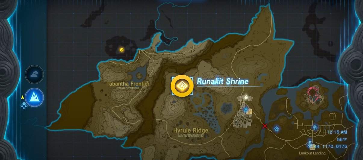 Runakit Shrine map location in Tears of the Kingdom
